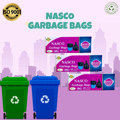 Nasco Garbage Bags|Pack of 3 | Leak-Proof & Tear-Resistant | Black Dustbin Bags Small 15 L Garbage Bag  Pack Of 90(90Bag )