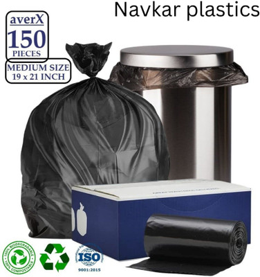 Navkar plastics Premium Garbage Bags (Black, Medium, 19x21 inches) - 30 Bags/Roll Medium 6 L Garbage Bag  Pack Of 150(150Bag )