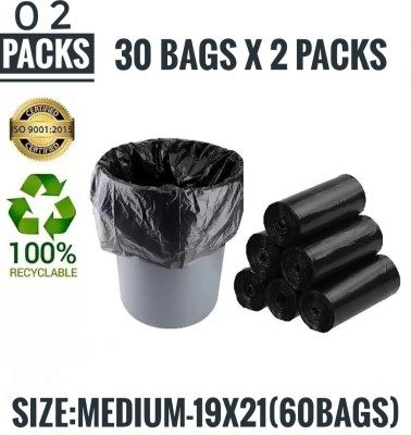C AND P Bio Degradable Garbage Bags Medium (19x21 inches)- 30 Bags ( Pack of 2) Medium 15 L Garbage Bag  Pack Of 60(60Bag )