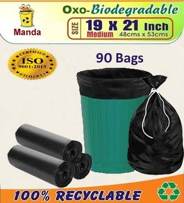 MANDA 19X21_3_ROL_BLACK_A Medium 3 L Garbage Bag  Pack Of 90(90Bag )