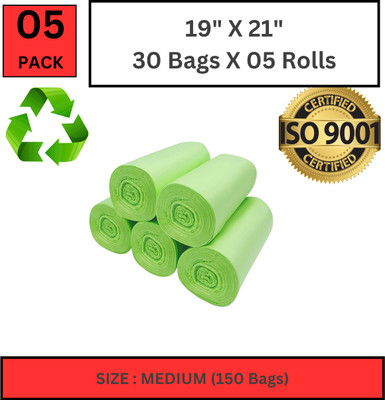 ASCREATION Multi-Purpose Blue Trash Bag - 19x21, (150 Pcs) - Recyclable Medium 11.1 L Garbage Bag  Pack Of 150(150Bag )