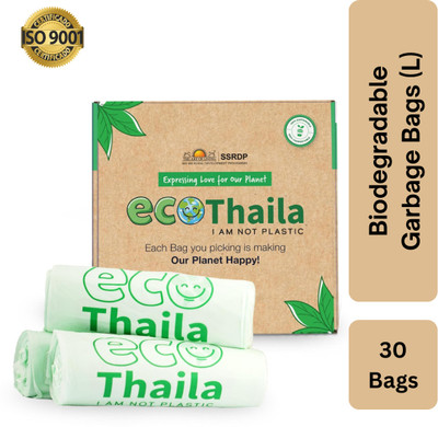 ECO Thaila ECO Friendly Compostable & Biodegradable Garbage Bags - 3 Rolls - 24 X 32 Inches Large 20 L Garbage Bag  Pack Of 30(30Bag )