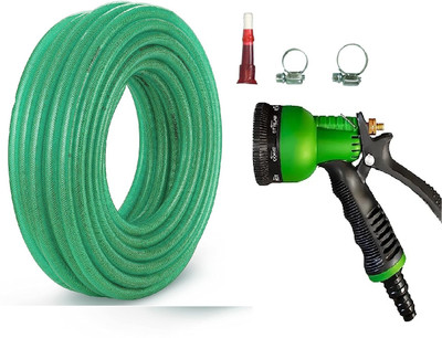 SKYVOKES 1/2 INCH HOSE PIPE 10 METER WITH 7 Pattern High Pressure Plastic Sprayer Gun 0 L Hose-end Sprayer(Pack of 1)