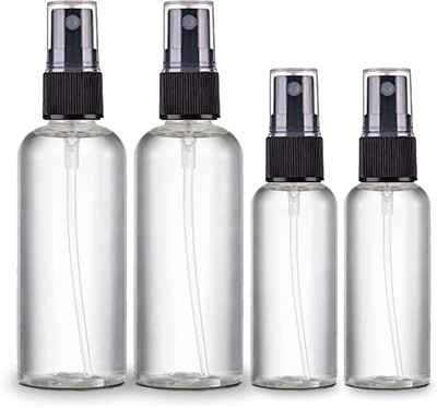 zelovi 4pcs combo 2pcs 100ml 2pcs 50ml Plastic Fine Mist Spray Empty Bottle Travel Toiletry Kit(Black)