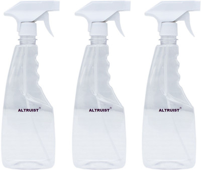 Altruist 500ml Transparent Flat Spray Bottle for Multipurpose Sprayer (White Pack of 3) 0.5 L Hand Held Sprayer