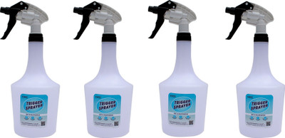 KWEL Spray Bottle 1000 ml Trigger Spray Bottle for Liquid Sprayer Unbreakable Plastic Multipurpose Sanitizer Spray Bottle (Pack of 4) (White) 1 L Hand Held Sprayer(Pack of 4)