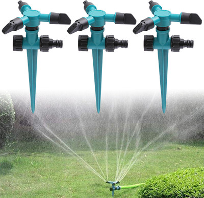 Zibuyu 3pcs 360 Degree Rotating Garden Sprinkler Set Adjustable Lawn Watering System 1 L Hose-end Sprayer(Pack of 3)