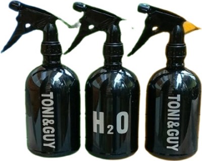 Toni Empty Spray Bottle with Light Weight Spray Pump, Black Plastic 0.4 L Hand Held Sprayer(Pack of 3)