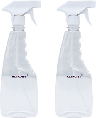 Altruist 500ml Transparent Flat Spray Bottle for Multipurpose Sprayer (White Pack of 2) 0.5 L Hand Held Sprayer