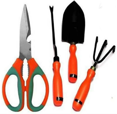 psricca enterprises Pruning Scissors Hedge Shears with Long Wooden Handle for Garden Garden Tool Kit(4 Tools)