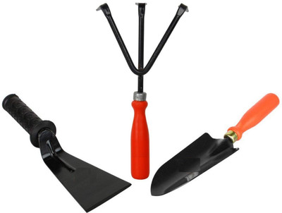 IBEX Hand Digging Tools Set Trowel - Cultivator - khurpi (Trowel Set of 3) Garden Tool Kit(3 Tools)