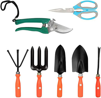 IBEX Gardening Tools Set with Heavy Gardening Cut Tools Scissor and Cutter Garden Tool Kit(7 Tools)