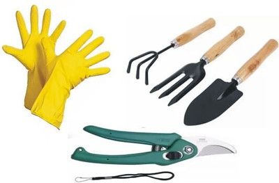 Neki garden tool kit with garden cutter and Reusable Rubber Gloves Garden Tool Kit(5 Tools)