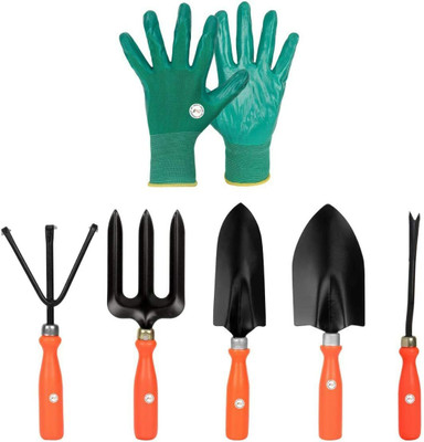 IBEX Garden Durable Premium Tool Set of 5 With & Multipurpose Gloves Garden Tool Kit(6 Tools)