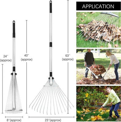 VARIYAENTERPRISE28 Garden Leaf Rack Telescopic Metal Rake Garden Tool Kit(1 Tools)