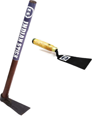JCT AGRICO IRON SAPDE WITH WOODEN HANDLE 70 CM & KHURPI WITH WOODEN HANDLE 25 CM Garden Tool Kit(2 Tools)