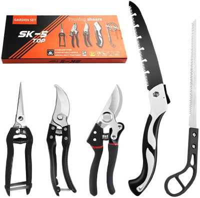 Probero Gardening Tool Kit Pruning Shear Scissors Hand Saw Set 5pcs Garden Tool Kit(5 Tools)