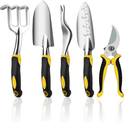 SERPLEX Garden Tools Kit for Gardening with Ergonomic Handles Garden Tool Kit(5 Tools)