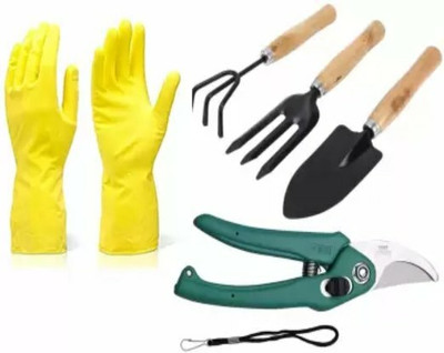 Ravel Gardening Tool Set Of 4 tools with rubber gloves Garden Tool Kit(4 Tools)