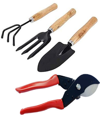 Unique Collection Hub Double cut Cutter & Garden Tool Wooden Handle Garden Tool Kit(4 Tools)