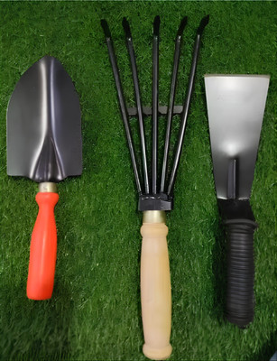 SHAHJI Gardening tool set with gardening purpose cultivator and khurpi with trowel Garden Tool Kit(3 Tools)