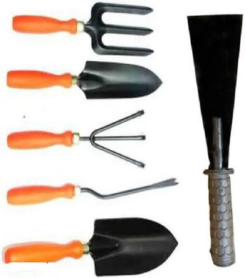 Zed&Zee Garden Tools Set of 6 Trowel, Weeder, Cultivator, Fork & Khurpi Khurpi 3 inches' Garden Tool Kit(6 Tools)