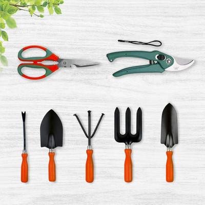 IBEX Gardening Durable Premium Tool Set of 5 With Scissor & Pruner Garden Tool Kit(7 Tools)