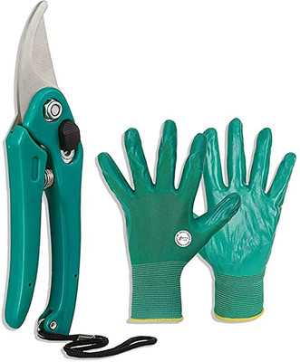IBEX 2 Pcs (Branch Cutter,Gloves) | Durable Pruner for Trees Shrubs and Plant Stem Garden Tool Kit(2 Tools)