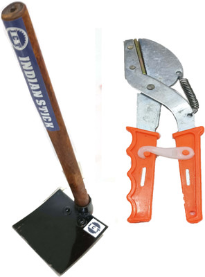JCT MINI IRON SPADE (LIGHT IN WEIGHT EASY TO USE) WITH WOODEN HANDLE AND GARDEN SCISSOR Garden Tool Kit(2 Tools)