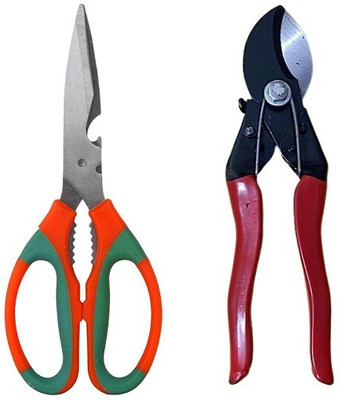 AARAV Pruner Shear Cutter and Garden Scissor - Combo Set of 2 Pcs Garden Tool Kit(2 Tools)