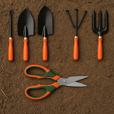 Cinagro Trowel, cultivator, transplanter, weeder, fork, scissors, Tool Kit with Scissors Garden Tool Kit(6 Tools)