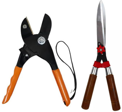 ERIN Combo of Garden Sharp Cutter Scissor and Wooden Hedge Shear Garden Tool Kit(2 Tools)