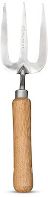 Toolsbae Garden Hand Fork Stainless Steel with Wooden Handle Garden Tool Kit(1 Tools)