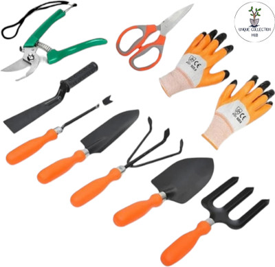 Unique Collection Hub Pruner, Scissors,Khurpi ,Gloves , set-5 Garden Tool Kit(9 Tools)