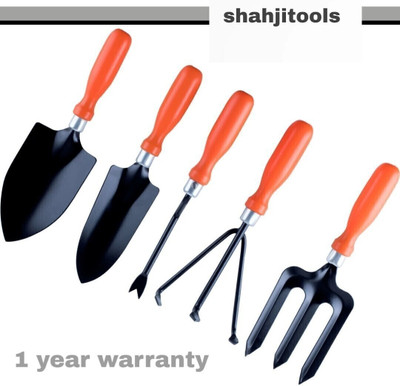 SHAHJI Garden tool set include ,big trowel,small trowel,weeder,fork and cultivator Garden Tool Kit(5 Tools)