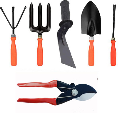 Unique Collection Hub Pruner Khurpi Trowel Fork Cultivator Weeder Garden Tool Kit(6 Tools)
