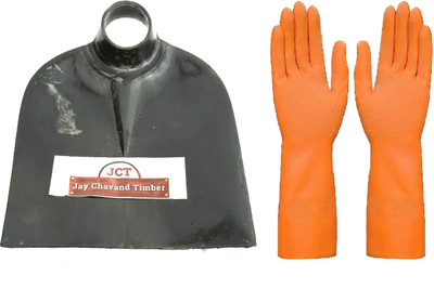 JCT IRON STEEL SPADE(WITHOUT HANDLE AND 1 PAIR OF RUBBER GLOVES Garden Tool Kit(2 Tools)