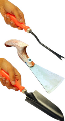 SAS INTERPRISES Deshi khurpi carbon steel weeder trowal Garden Tool Kit(3 Tools)