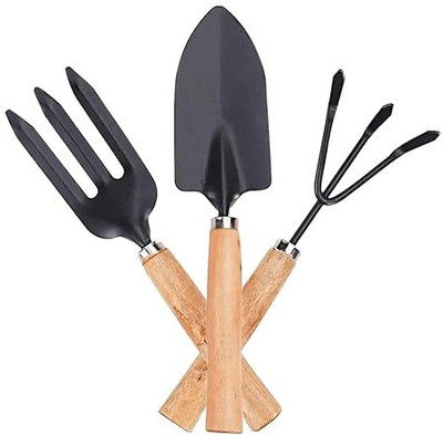 Unique Collection Hub Big Trowel, Hand Fork & Hand Rake Garden Tool Kit(3 Tools)