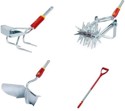 Fieldstar Tine Cultivators(E-M), Aluminum D-Handle(ZM-AD 120), Rider(JA-M 20) Garden Tool Kit(4 Tools)