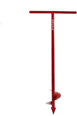 krufe Heavy Duty Post Hole Hand Auger (Single Blade, Red) Garden Tool Kit(1 Tools)