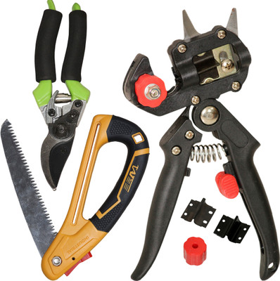 Digital Craft Grafting Tool Set,Foldable Pruning Saw,Flower Cutter 8 Inch Green Black Garden Tool Kit(3 Tools)