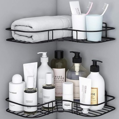 M Y m y corner Iron Wall Shelf(Number of Shelves - 1, Black)