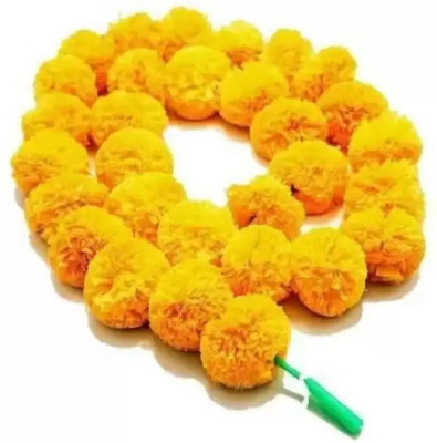 Newville Yellow Marigold Artificial Flower(54 inch, Pack of 5, Garlands)