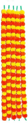 Caneuf Yellow & Orange Artificial Flower Mala Long Fluffy Flower Mala Marigold (Genda) Plastic Garland(Multicolor)