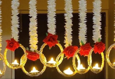 ViRushkA Wall Hangings for Home Decoration, Diwali Lights, Handmade Diwali Decoration Pack of 6(White)