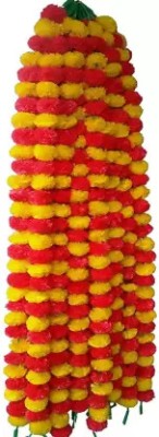 Blissbarry traditional artificial flower Yellow, Red Marigold Artificial Flower Plastic Garland(Multicolor)