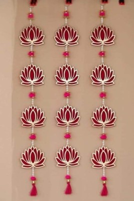 ViRushkA Lotus Hanging for Decoration| 4 Tier MDF Floral Door, Wall Hangings with Tussle Pack of 4(Red)