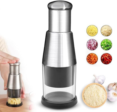 MOKIGA Stainless Steel Garlic Push Chopper Hand Press Vegetable Onion Chopper Vegetable & Fruit Chopper(1 chopper)