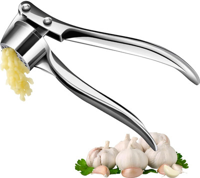 CHARITRA ENTERPRISE Garlic Press Crusher Stainless Steel Handheld Ginger Squeezer Masher Tool Garlic Press(Silver)